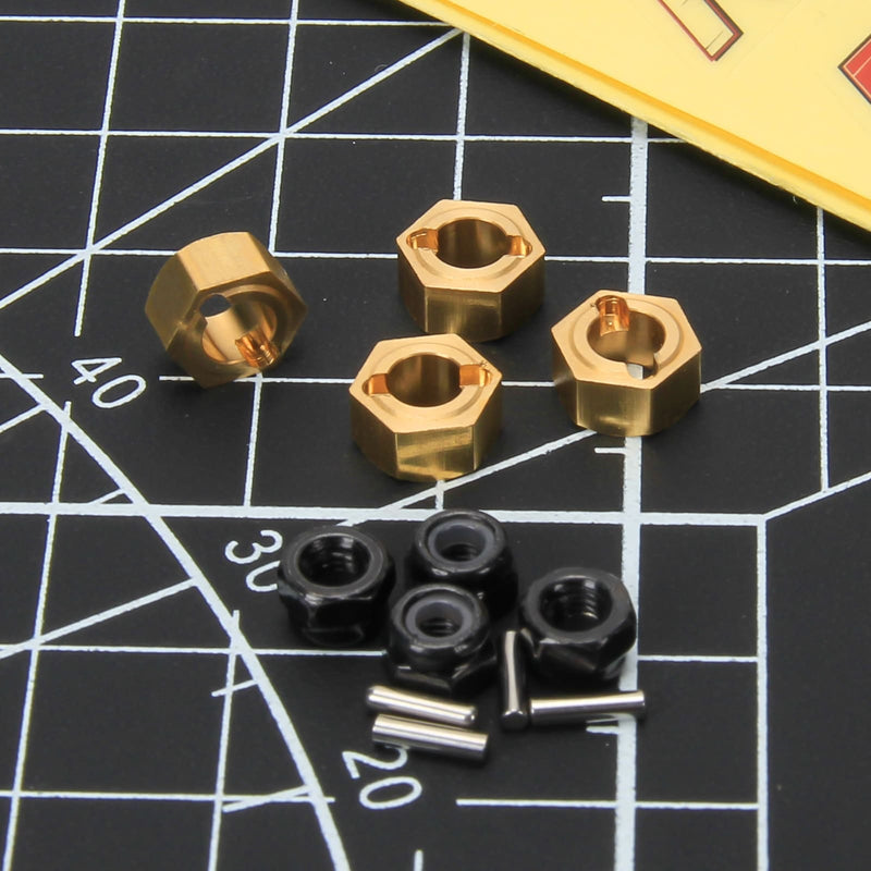 RCAWD FCX24 Upgrades Full brass wheel hex 4pcs 0.9g - RCAWD