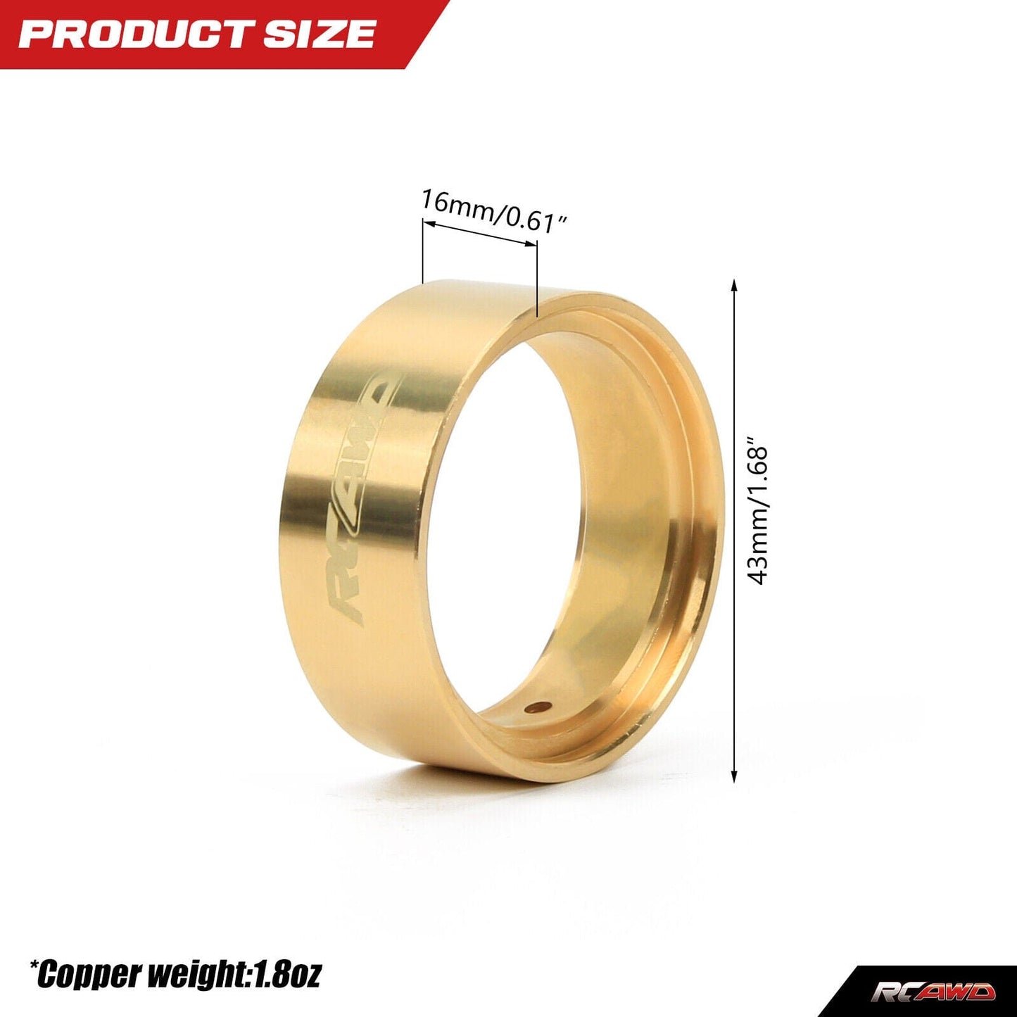 RCAWD FMS FCX24 Brass Wheel Weights Ring 106g -- RCAWD