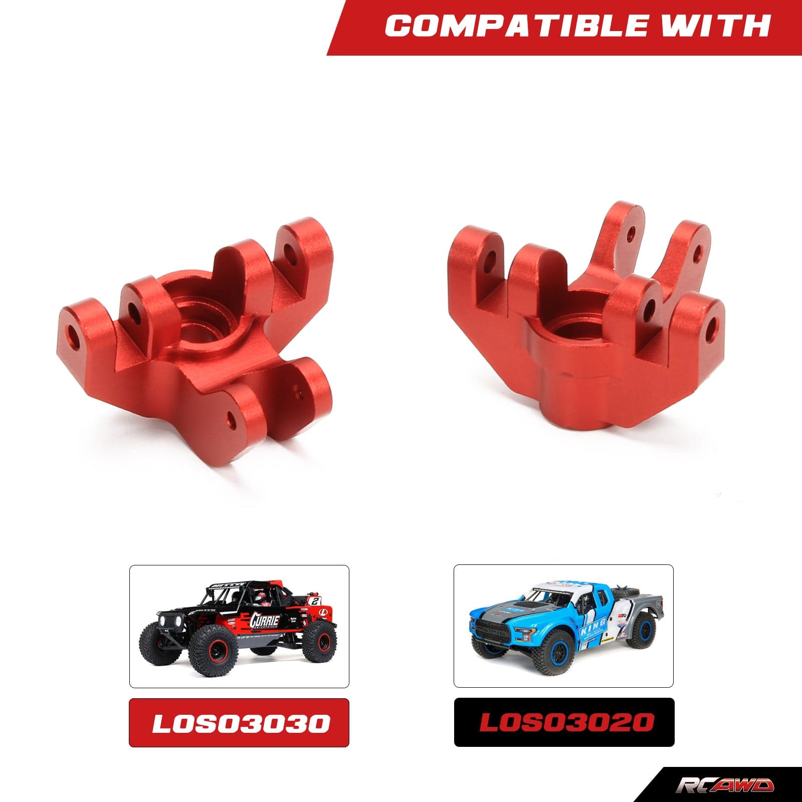 RCAWD LOSI 1/8 LMT machined Aluminum alloy steering hub carrier knuckle arm blocks Spindle Set Front (L/R) for 1-8 Losi LMT RC car Upgrded part