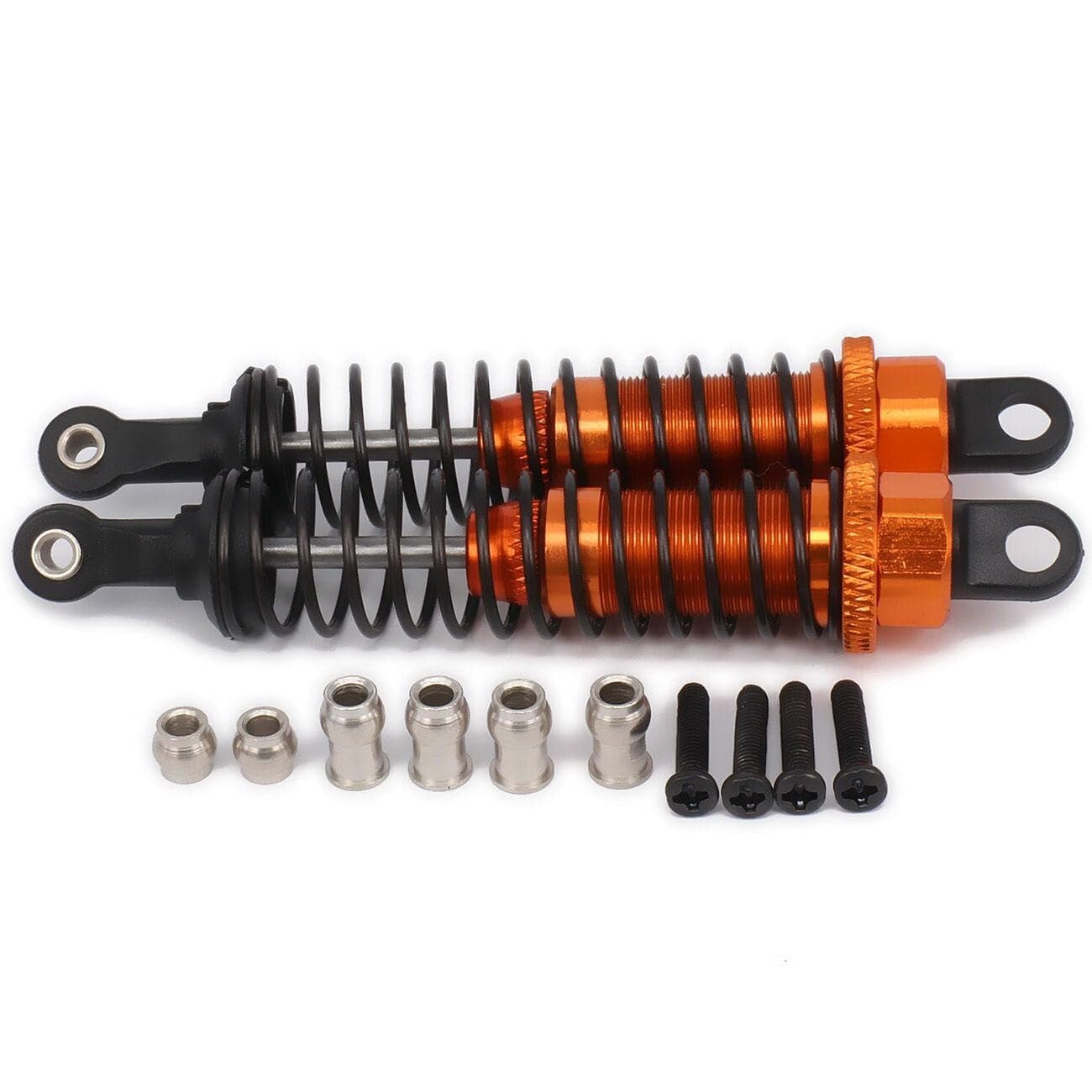 RCAWD RC CAR UPGRADE PARTS Orange RCAWD 80mm Shock Absorber Damper Oil Adjustable Style for 1/16 Rc Car 2pcs