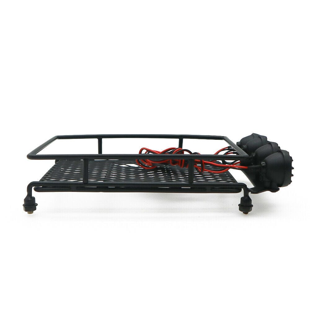 RCAWD RC CAR UPGRADE PARTS RCAWD Roof Luggage Rack 4 LED Light for Redcat Arrma Axial HPI Wltoys RC Scale Parts