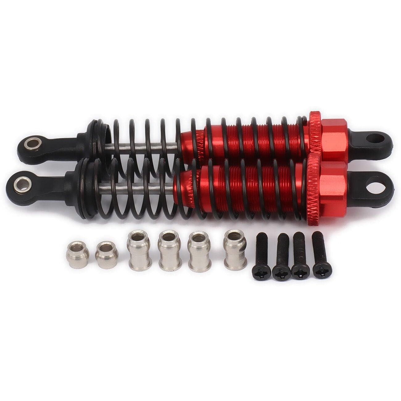 RCAWD RC CAR UPGRADE PARTS Red RCAWD 80mm Shock Absorber Damper Oil Adjustable Style for 1/16 Rc Car 2pcs