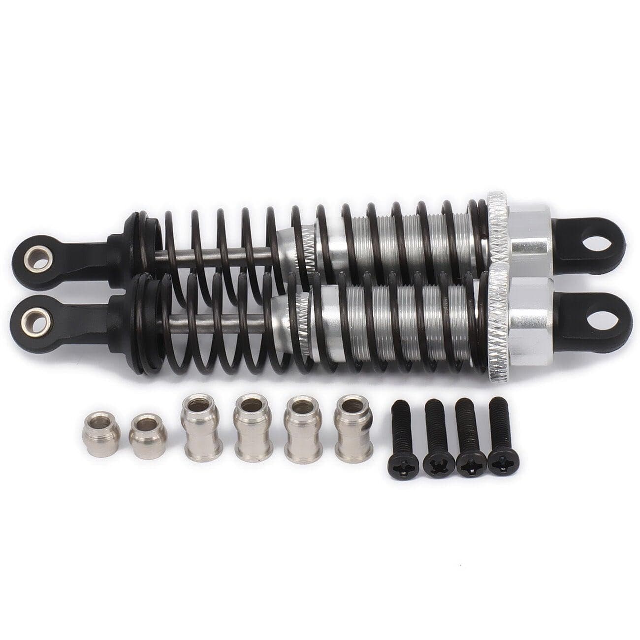 RCAWD RC CAR UPGRADE PARTS Silver RCAWD 80mm Shock Absorber Damper Oil Adjustable Style for 1/16 Rc Car 2pcs