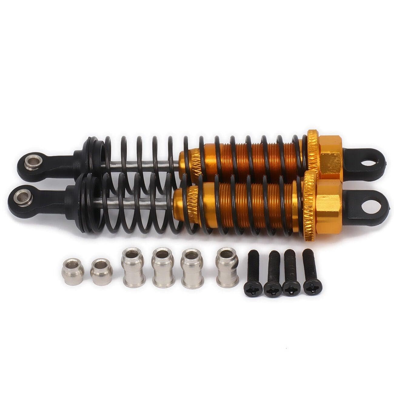 RCAWD RC CAR UPGRADE PARTS Yellow RCAWD 80mm Shock Absorber Damper Oil Adjustable Style for 1/16 Rc Car 2pcs