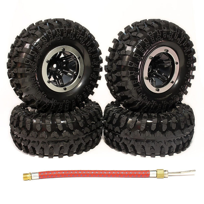 RCAWD 4pcs RC 2.2 Mud Soft Sticky Crawler Tire 124mm & 2.2 Beadlock Wheel Rim - RCAWD
