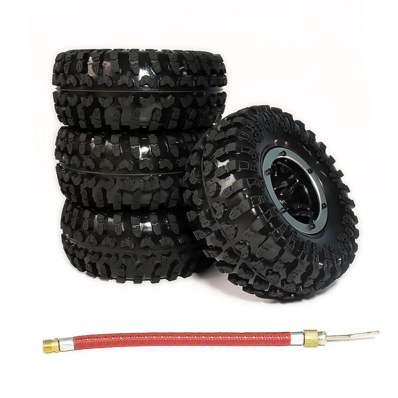 RCAWD 4pcs RC 2.2 Mud Soft Sticky Crawler Tire 124mm & 2.2 Beadlock Wheel Rim - RCAWD