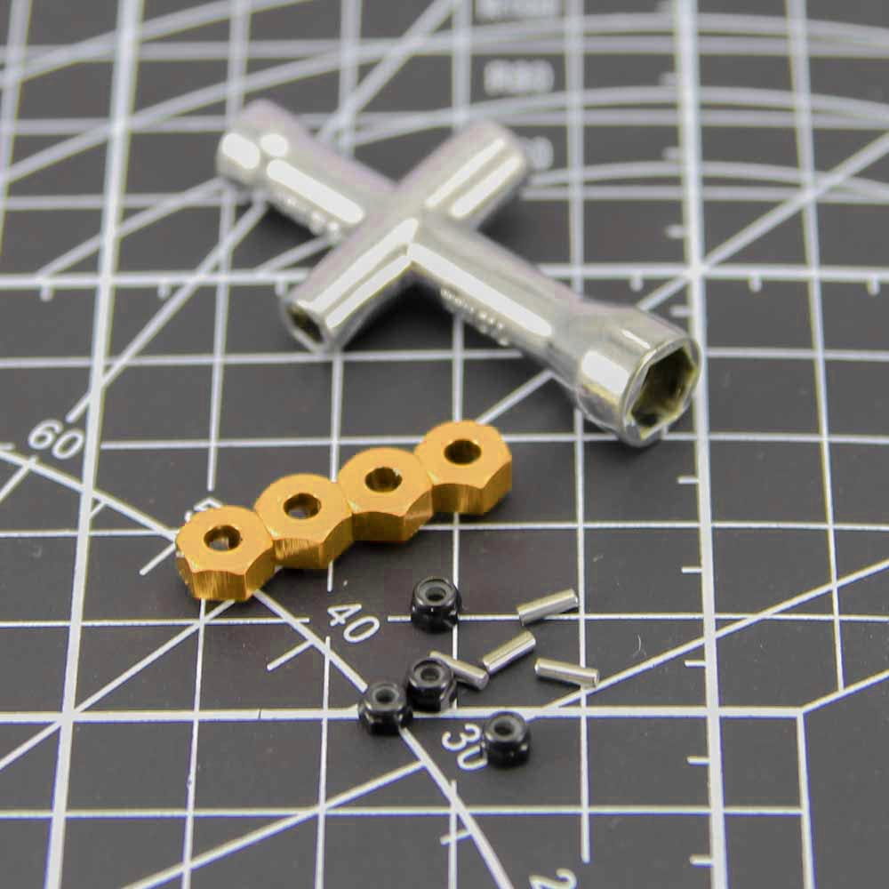 RCAWD RCAWD 1/24 Axial SCX24 Upgrades 4x copper counterweight weighted M7 wheel hex hub adaptor/M2 lock nut/pins/cross wrench SCX2423Y