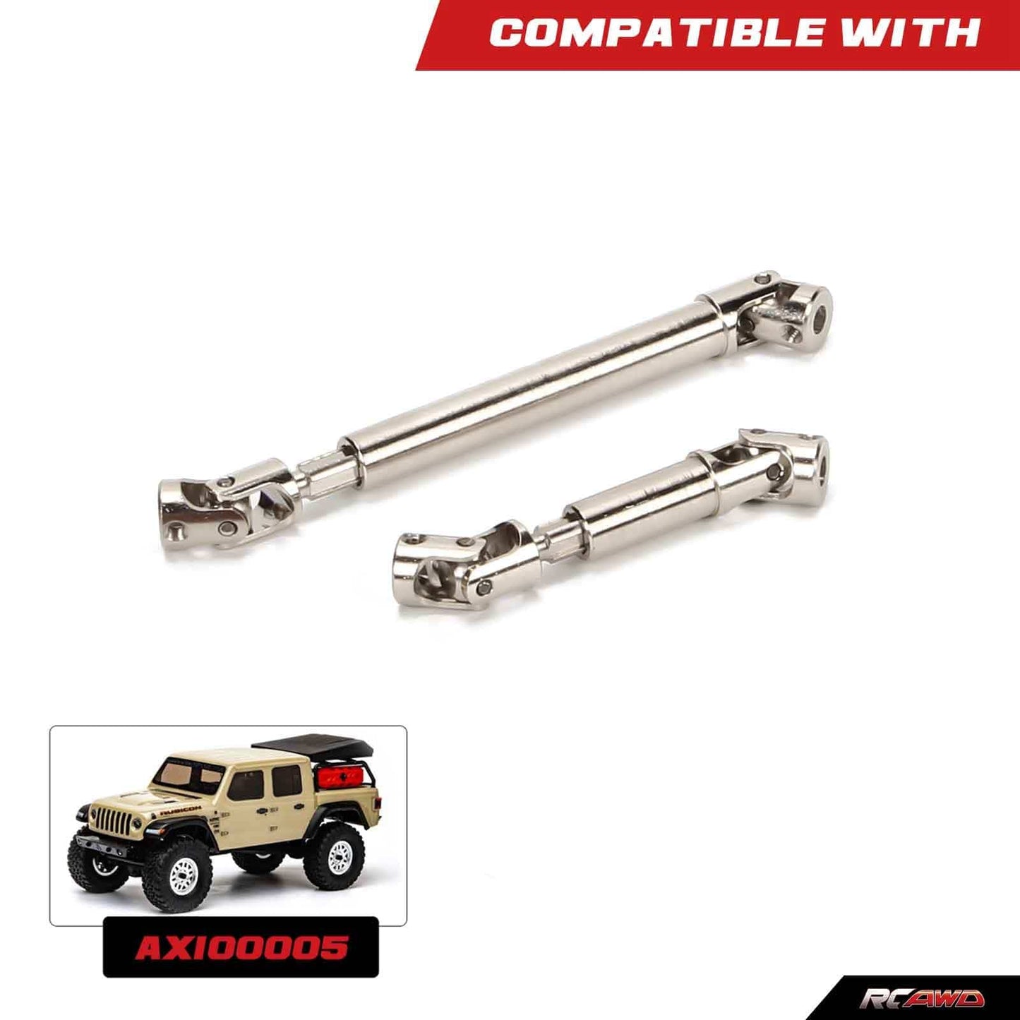 RCAWD RCAWD Axial SCX24 Upgrades #45 steel center CVD driveshaft combo SCX2498S