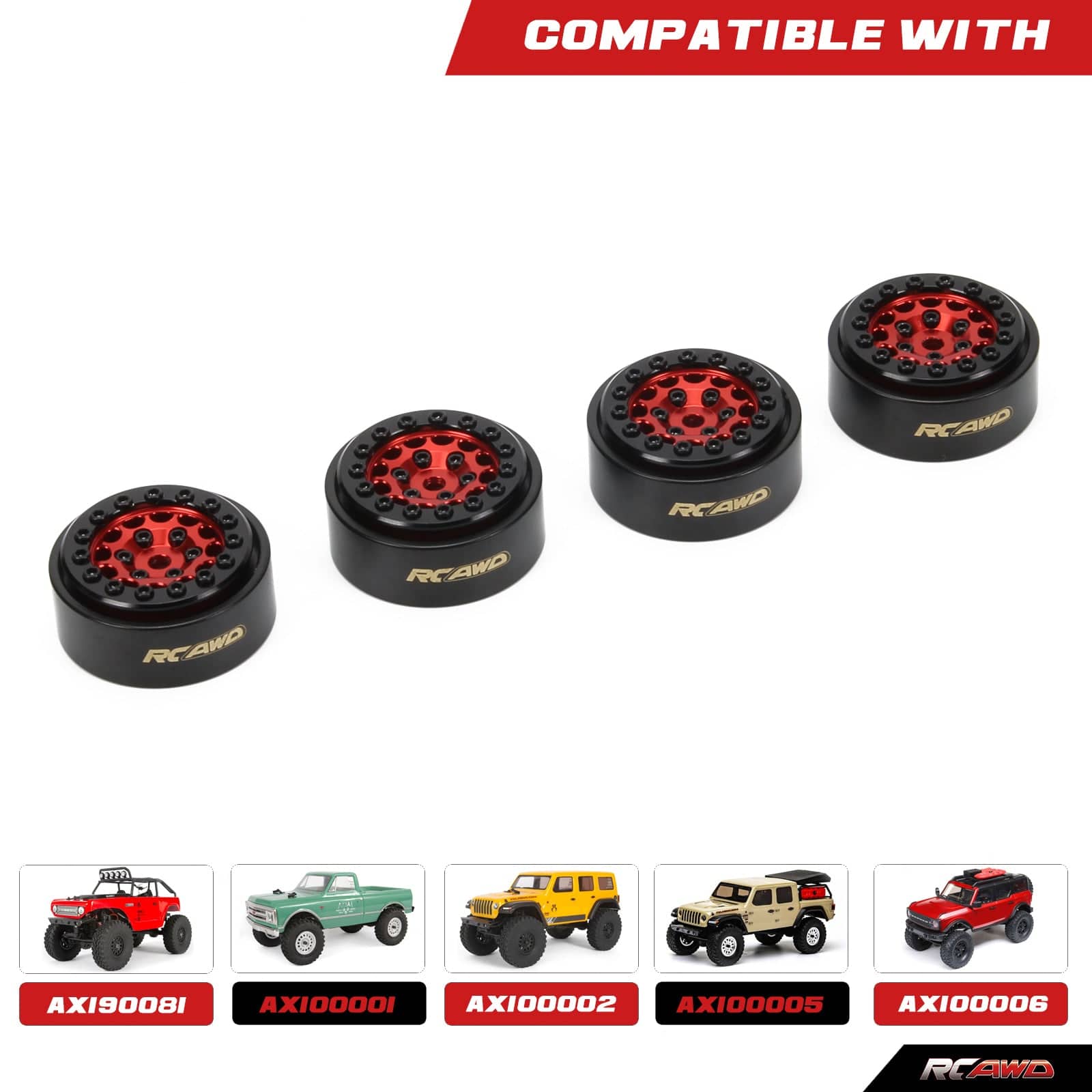 RCAWD RCAWD Axial SCX24 upgrades alloy 26g 1” beadlock wheel rim 26*13mm glue free with brass counterweight ring SCX253