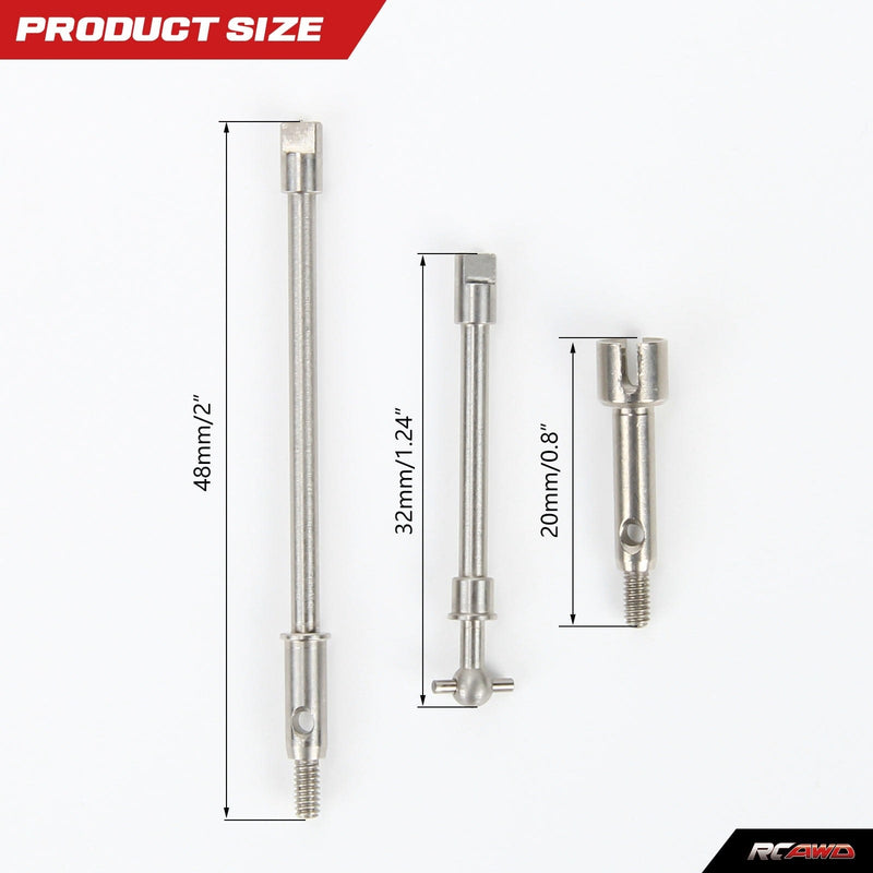 RCAWD Axial SCX24 Upgrades front stub axle&rear center drive shaft&front axle shaft Hardened stainless steel SCX2432S - RCAWD
