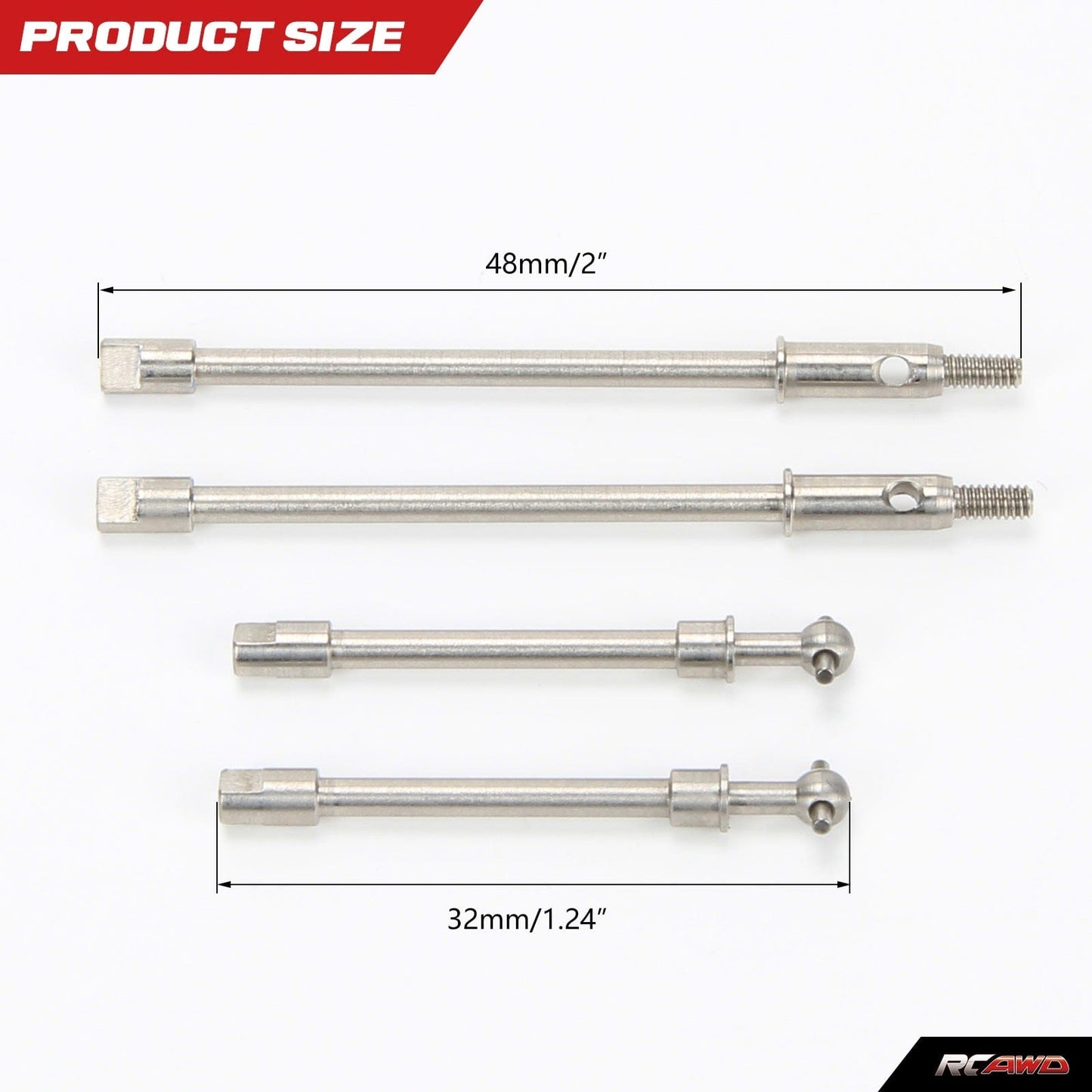 RCAWD RCAWD Axial SCX24 Upgrades Hardened front axle shaft&rear center driver SCX2431S