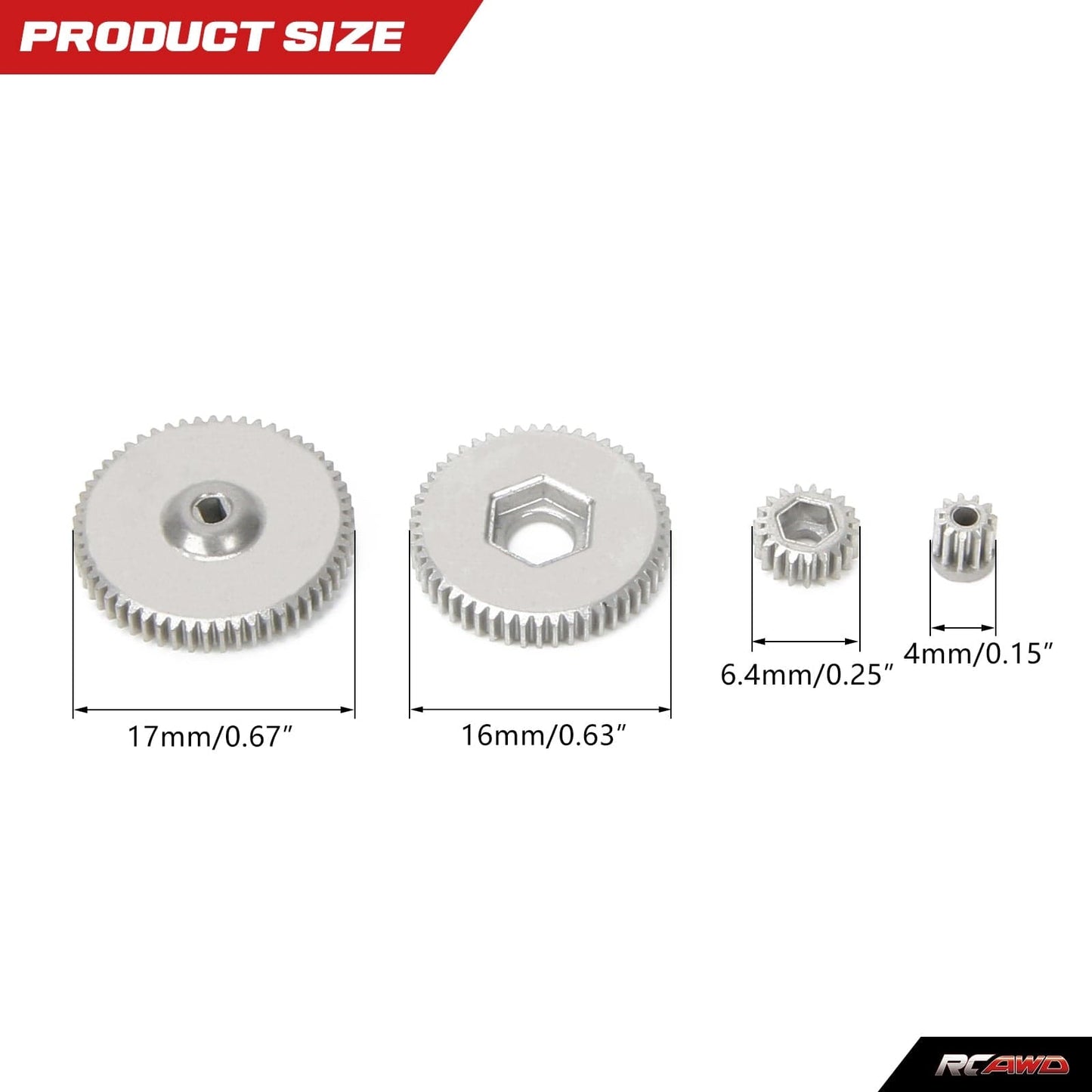 RCAWD RCAWD Axial SCX24 Upgrades input gear main differential gear motor pinion gear spur gear Hardened stainless steel SCX2436