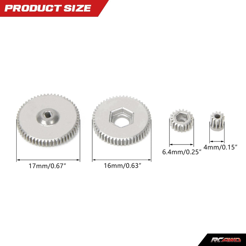 RCAWD Axial SCX24 Upgrades input gear main differential gear motor pinion gear spur gear Hardened stainless steel SCX2436 - RCAWD