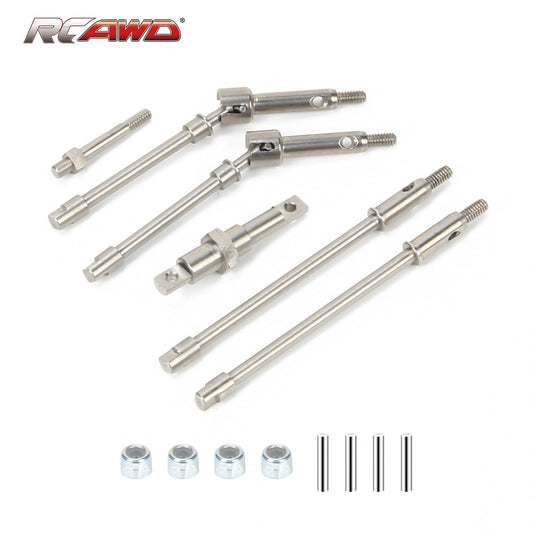 RCAWD RCAWD Axial SCX24 Upgrades1set front center differential gear box shafts and front&rear shafts Hardened stainless steel SCX2429S