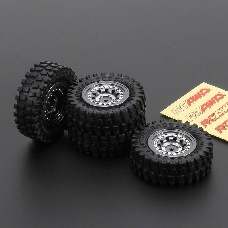 RCAWD 4pcs 1.3” 60*20mm full alloy beadlock glue-free wheel tire for FMS FCX24 and SCX24 crawlers - RCAWD
