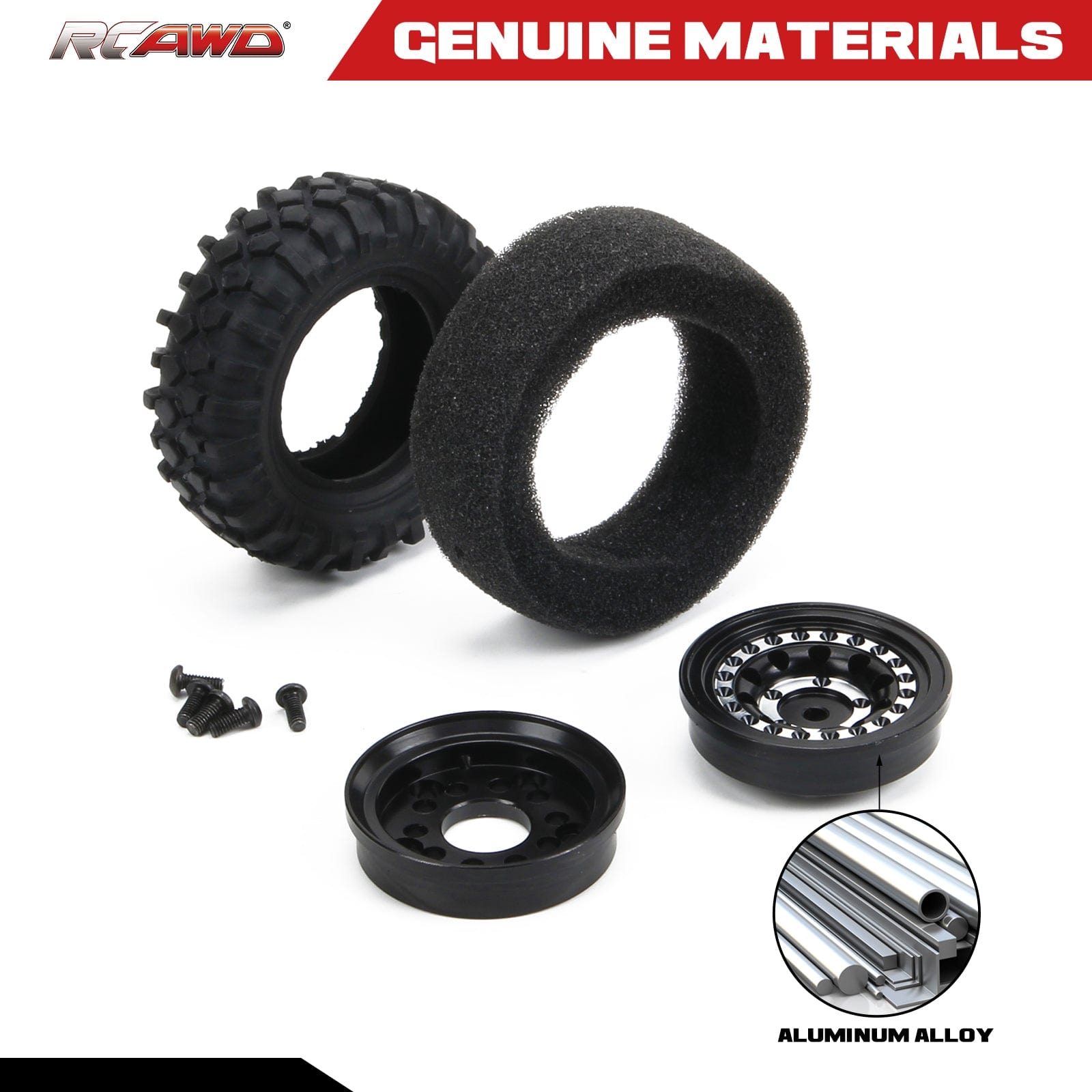 RCAWD RCAWD C3055 FMS FCX24 Upgrades full alloy beadlock glue-free 1.3”wheel tire(OD: 55mm ID: 27.50mm Width: 20mm)  w/brass weights