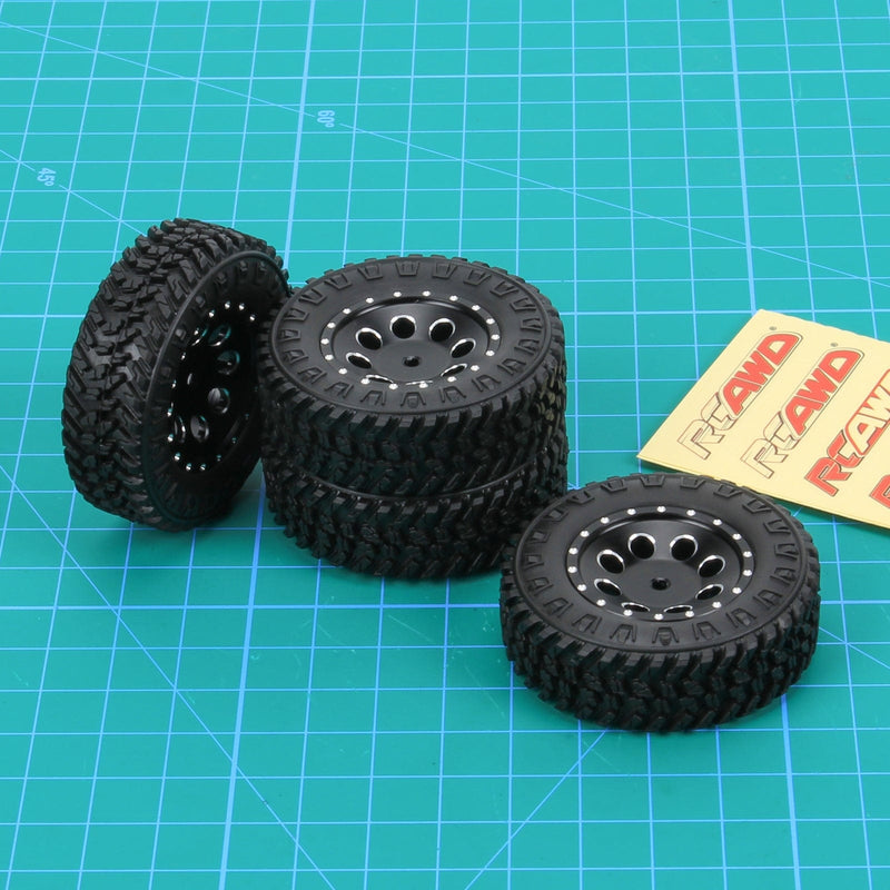 RCAWD 4pcs 1.25” 60*20mm Full Alloy Wheel Tire for FMS FCX24 and SCX24 Crawlers - RCAWD