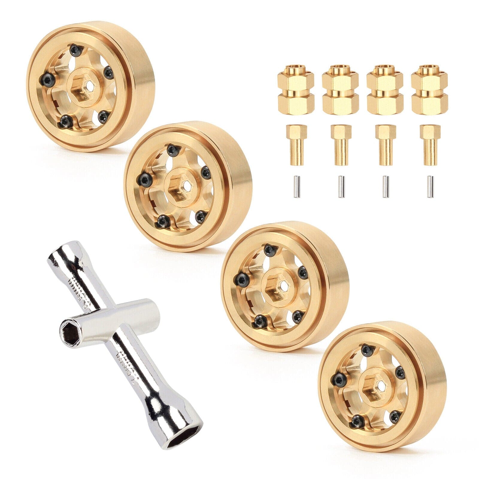 RCAWD Red Axial SCX24 brass 1.0 inch wheel glue free weights -- RCAWD