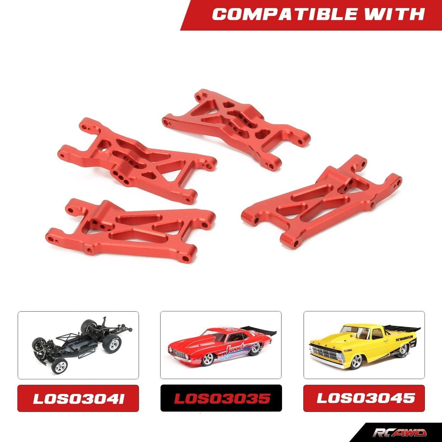 RCAWD Red Losi 22S 2WD Lower Suspension Arm A-arm LOS234043 LOS234044 -RCAWD