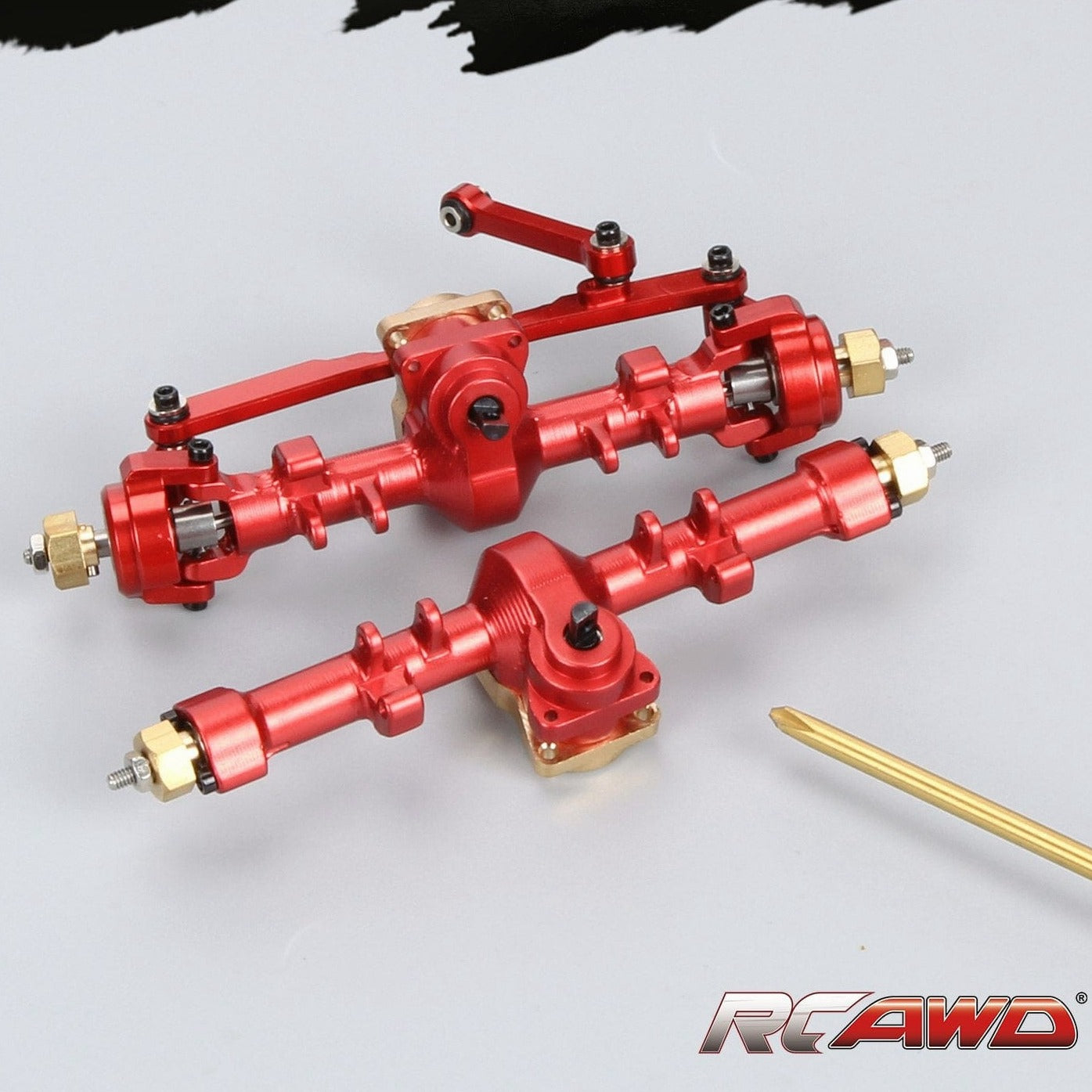 RCAWD Red RCAWD 1/24 Axial SCX24 Upgrades Aluminum front&rear axle housing w/steel gears&copper worm gears&copper third member housing&copper hex hub adaptor SCX2457