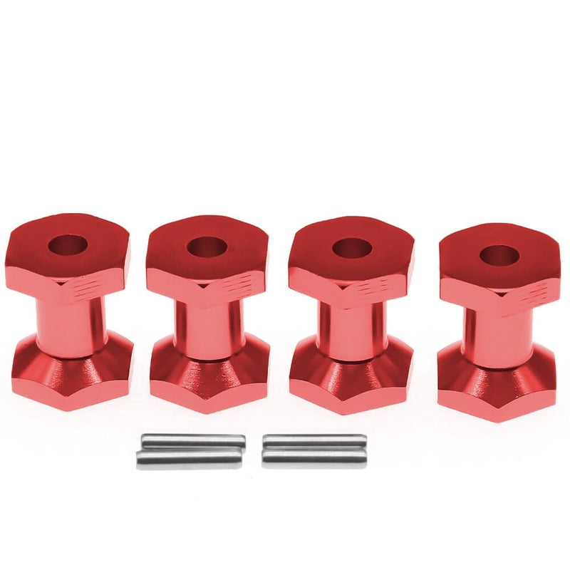 RCAWD Red RCAWD Aluminum 12mm wheel hex hub adapter with pin 2x10mm for RGT 136100 FTX5586 outback 4pcs