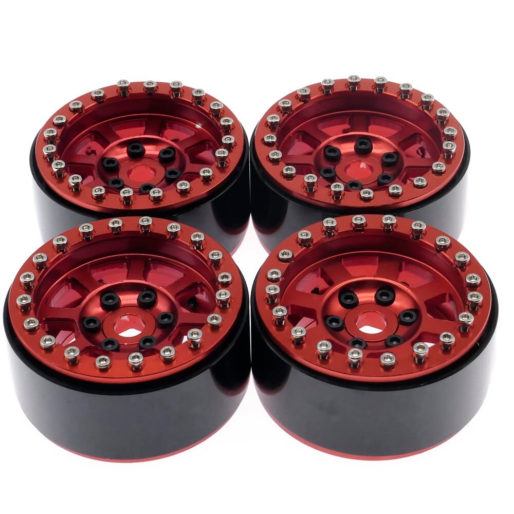 RCAWD Red RCAWD Aluminum beadlock 1.9 wheels for ECX 1/12 Barrage 1/18 Temper 1/10 RGT 136100 and FTX Outback crawler 4pcs