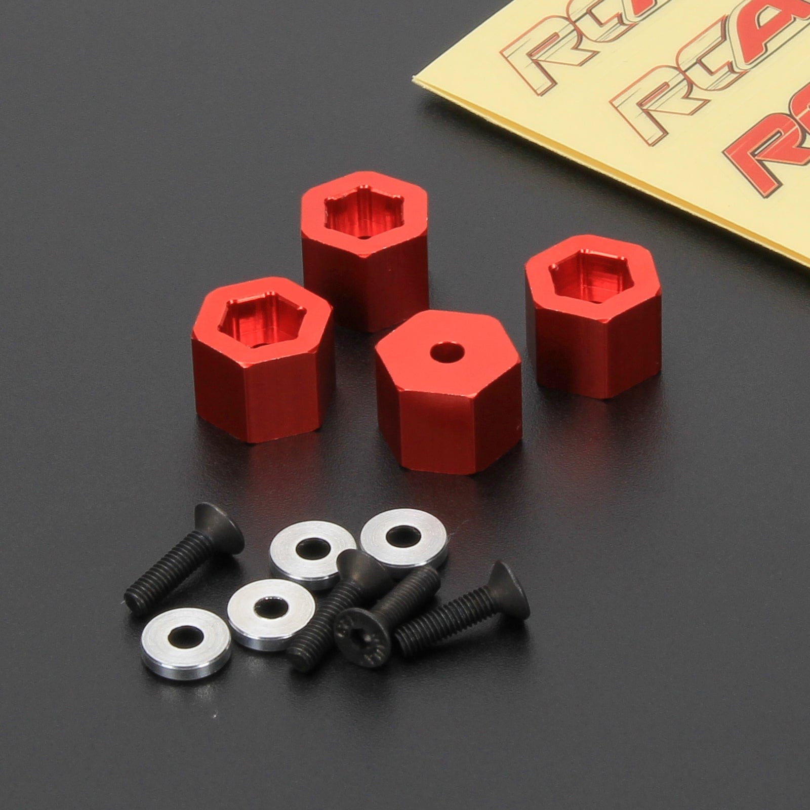 RCAWD Red RCAWD Axial Yeti Jr. Can-Am Maverick upgrades 7mm hex to 12mm converter 9.5mm thick V2-AXIC1516