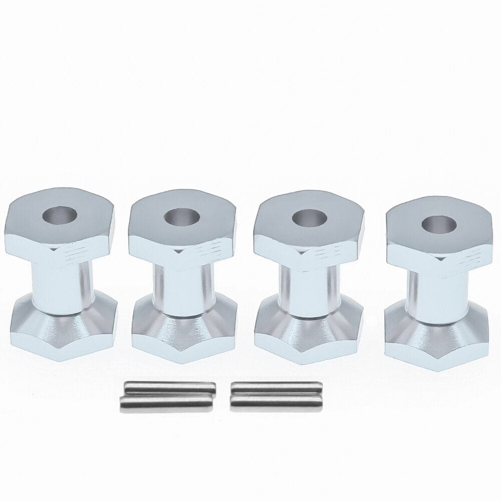 RCAWD Silver RCAWD Aluminum 12mm wheel hex hub adapter with pin 2x10mm for RGT 136100 FTX5586 outback 4pcs