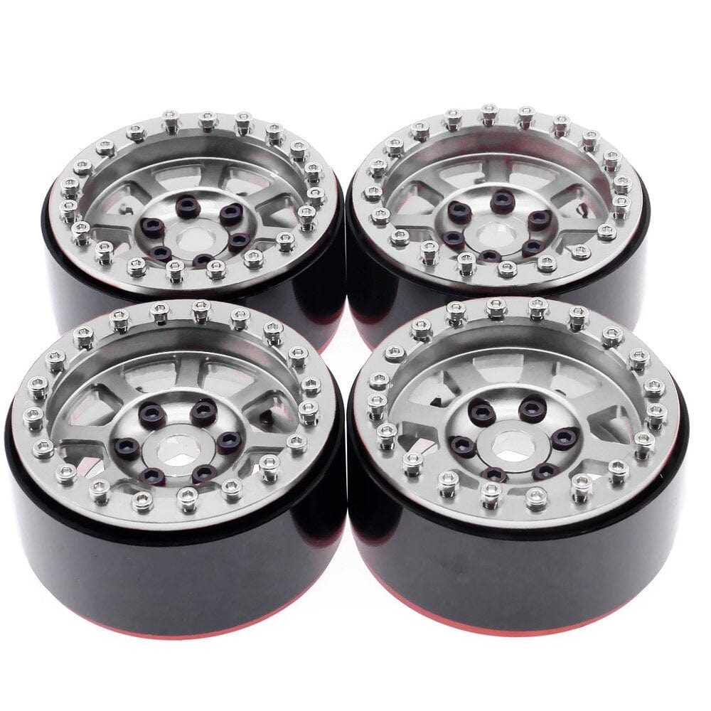 RCAWD Silver RCAWD Aluminum beadlock 1.9 wheels for ECX 1/12 Barrage 1/18 Temper 1/10 RGT 136100 and FTX Outback crawler 4pcs
